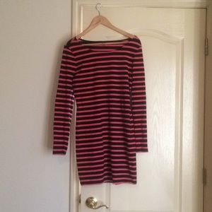 Black and pink stripes body con dress